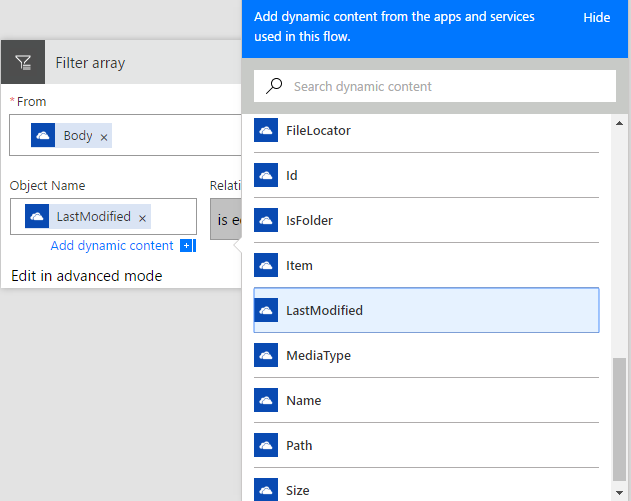 Filter array - Dynamic content