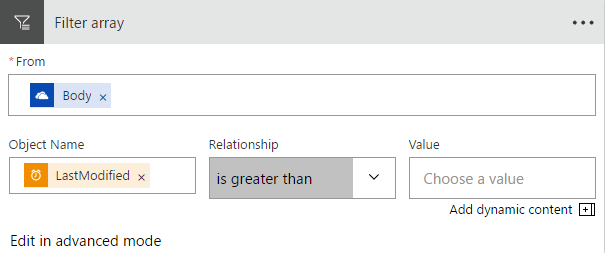 Filter array - Basic mode