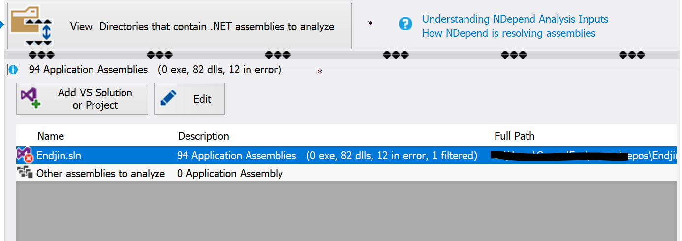 The NDepend start page.