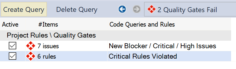 Query showing 7 critical issues, and 6 critical rules violated.