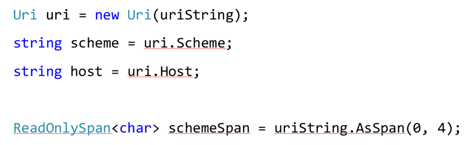 Showing how to use a Span to access the first 4 characters of the url.