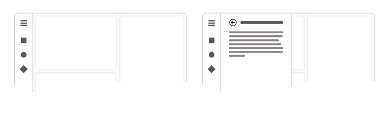 Graphic illustrating nav and side panel for secondary