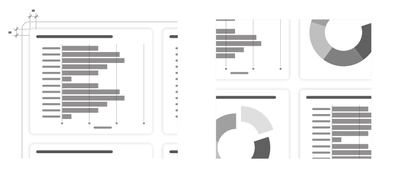 Graphic illustrating a BasicShape behind chart to give the illusion of more padding and a second graphic to the right illustrating a subtle use of dropshadow