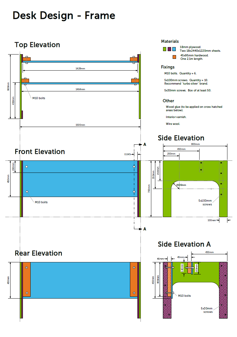 A technical drawing for the desk design is available for download.