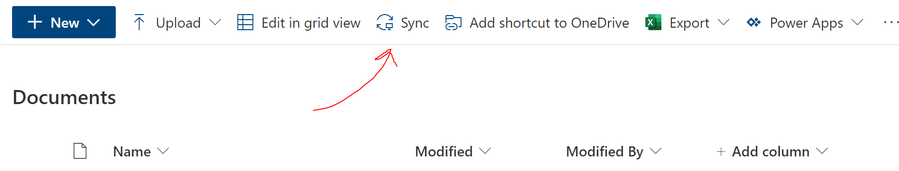 Showing documents in SharePoint online with Sync button highlighted.