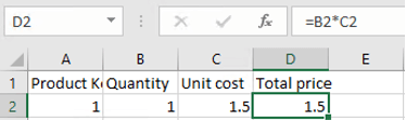 Example Excel formula