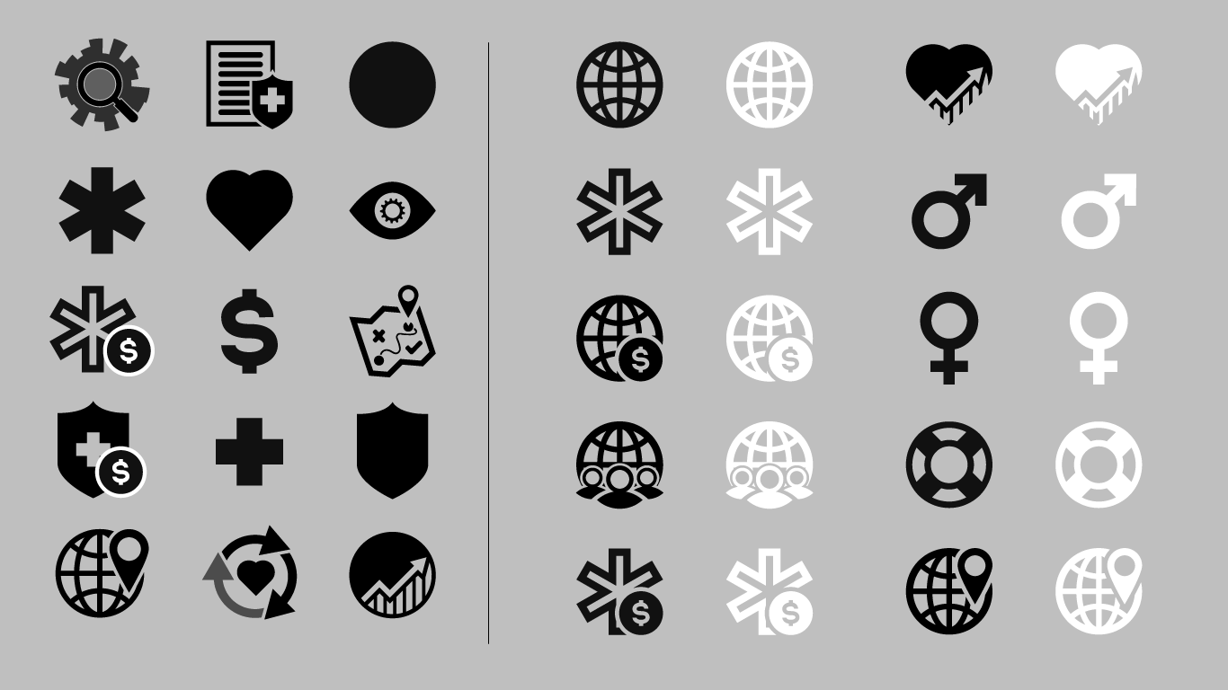 Image showing a series of preliminary and developed icon concept designs