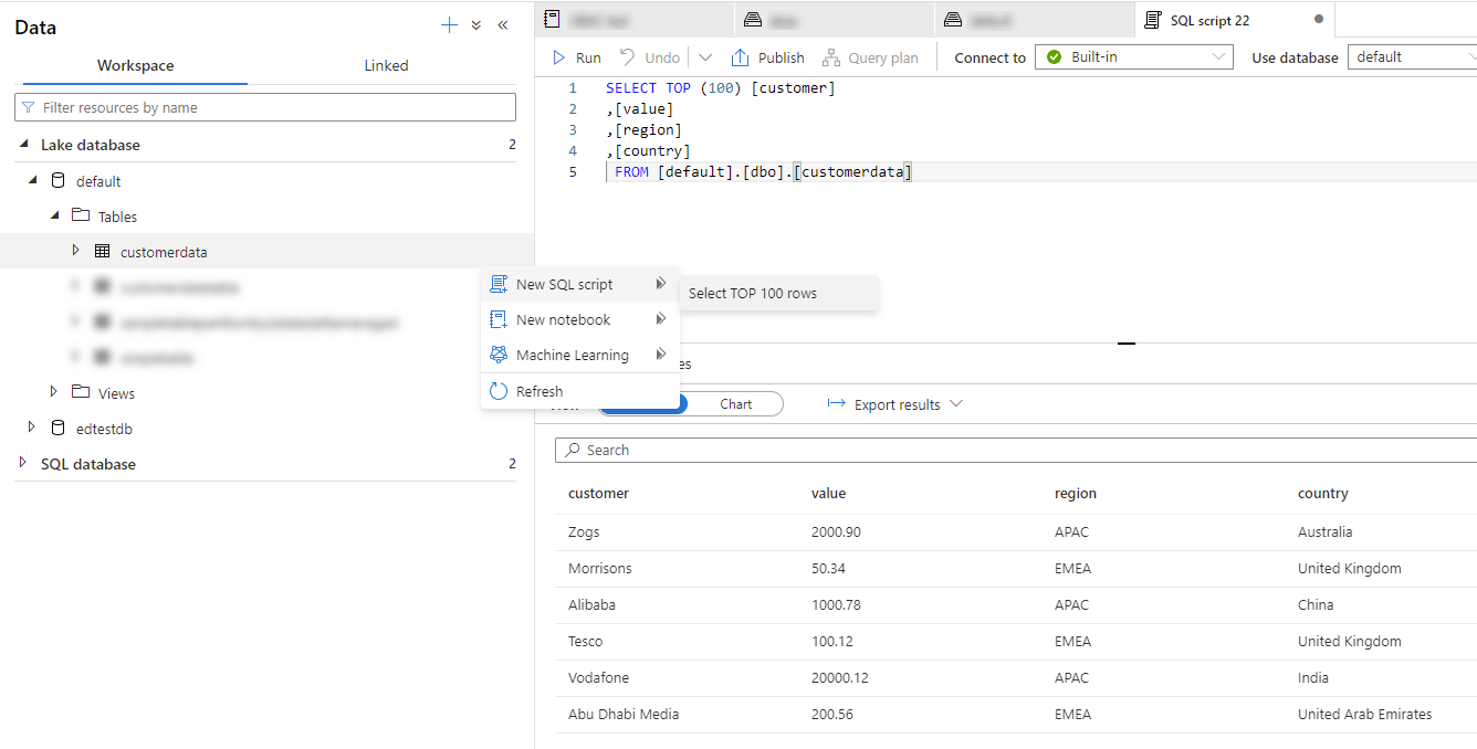 Querying Lake Database objects in Azure Synapse Analytics