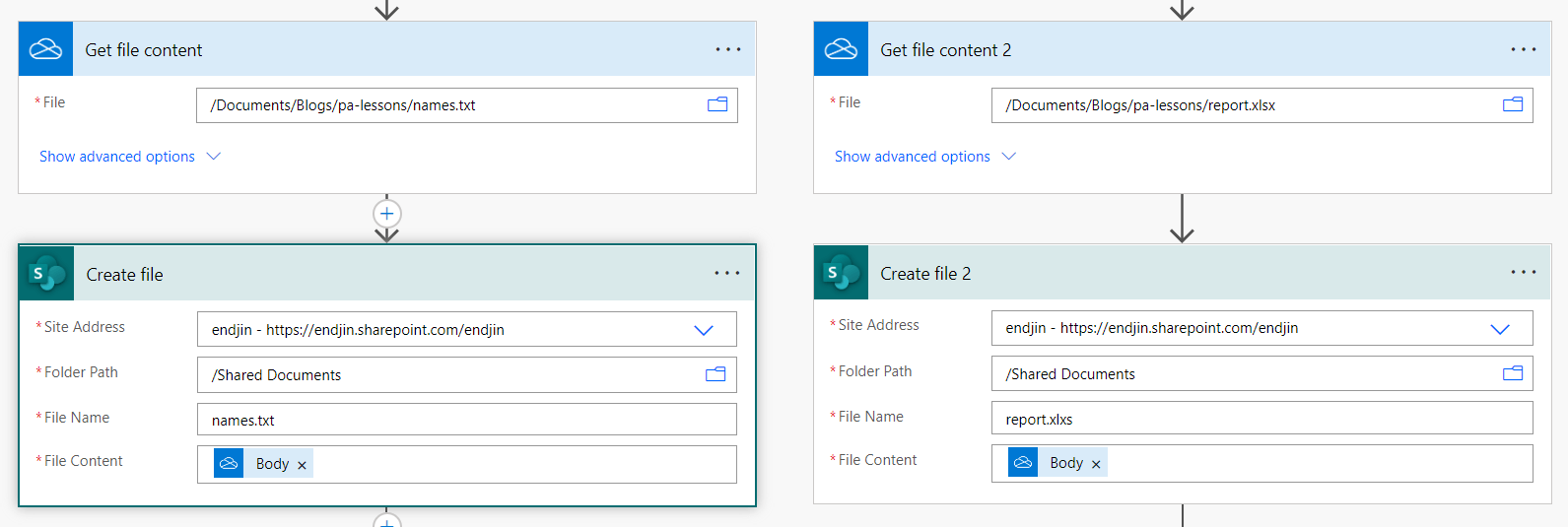 Flow with default names - step details