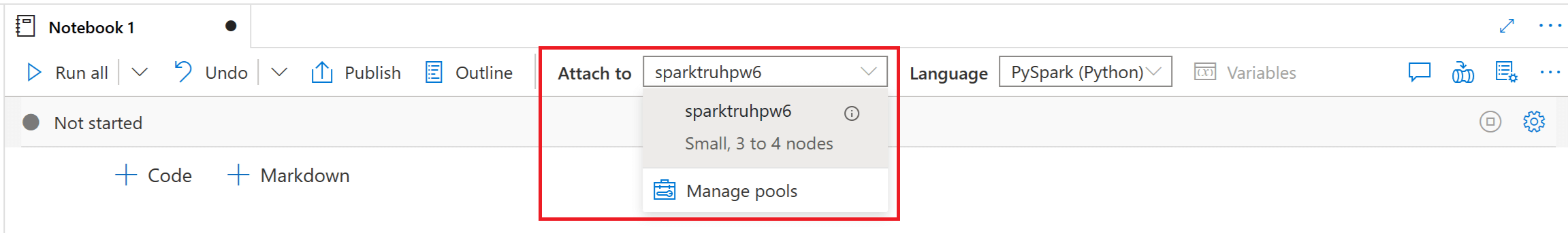 Attach Synapse Notebook to Apache Spark Pool.