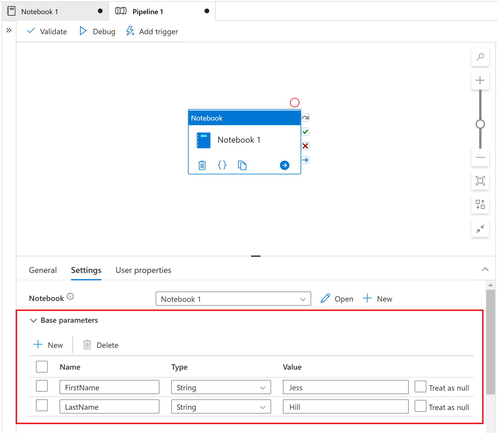 Set Synapse Notebook parameter values from a pipeline.