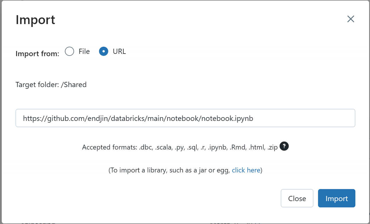 Importing a notebook from GitHub.