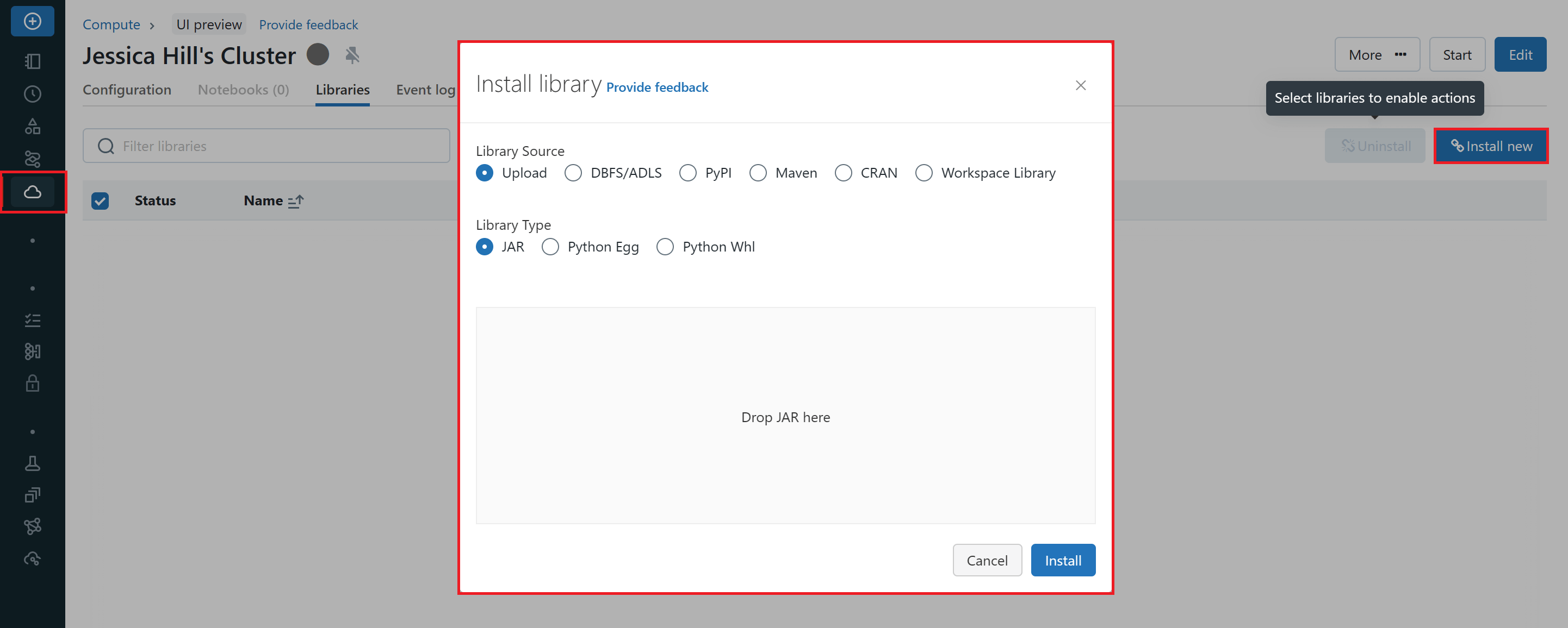 Managing libraries in Azure Databricks.