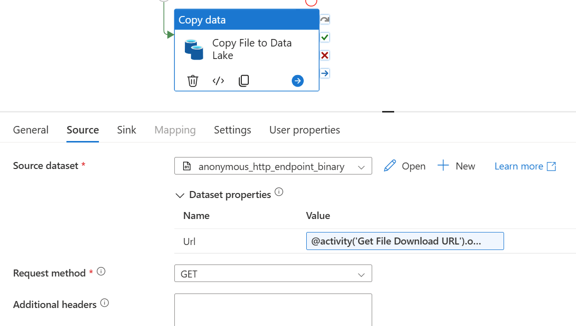 Copy Activity with binary dataset source