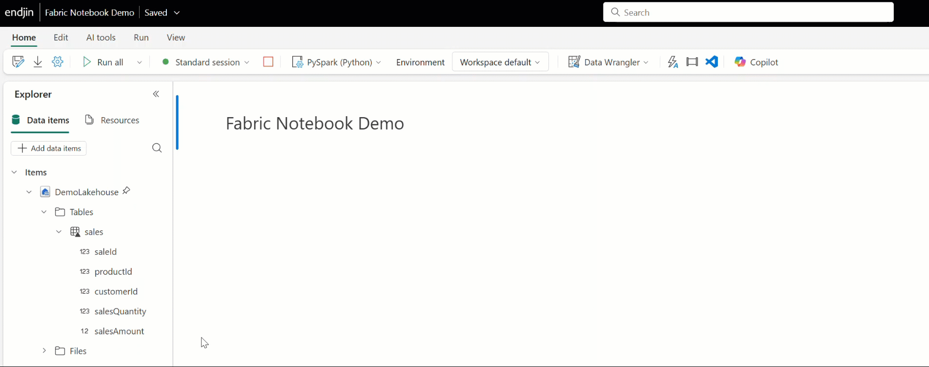 Drag and Drop with Data Wrangler in Fabric Notebooks.