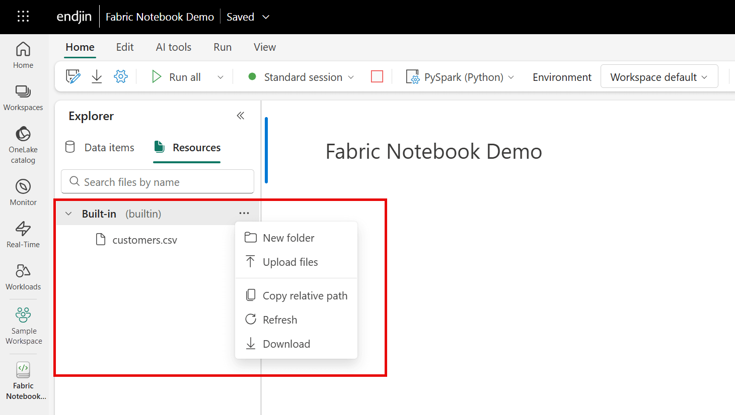 Notebook Resources in Fabric Notebooks.