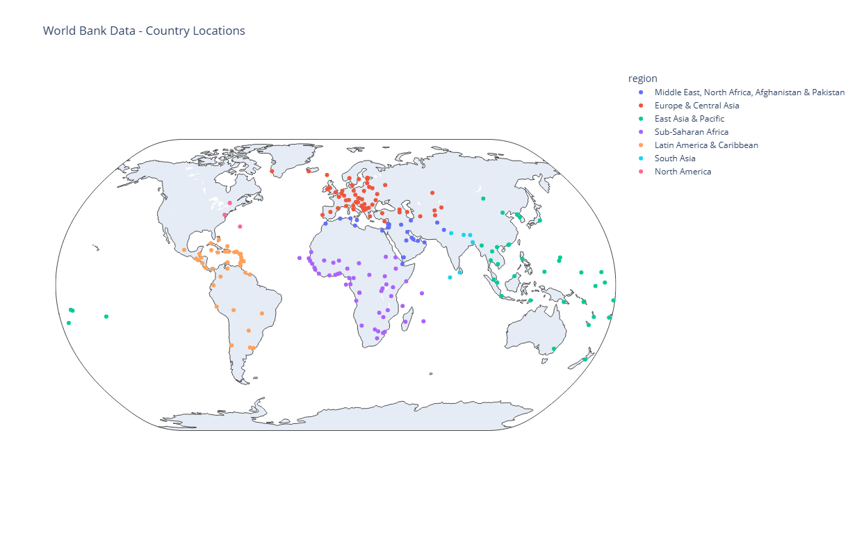 Plotly chart showing countries on a map of the world Plotly chart showing countries on a map of the world