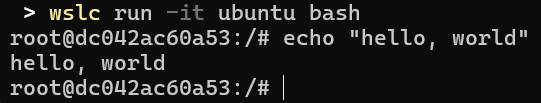 SCREENSHOT: Running an Ubuntu container with wslc
