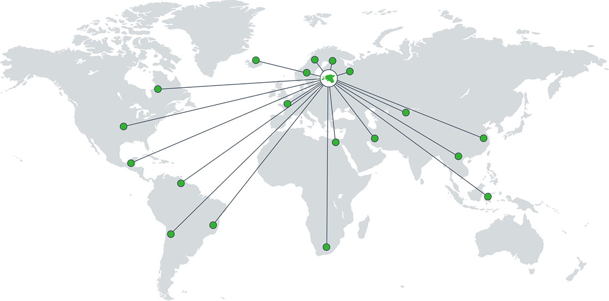 Map of countries our customers are from