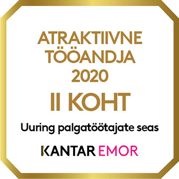 Atraktiivne tööandja 2020 II koht palgatöötajate seas