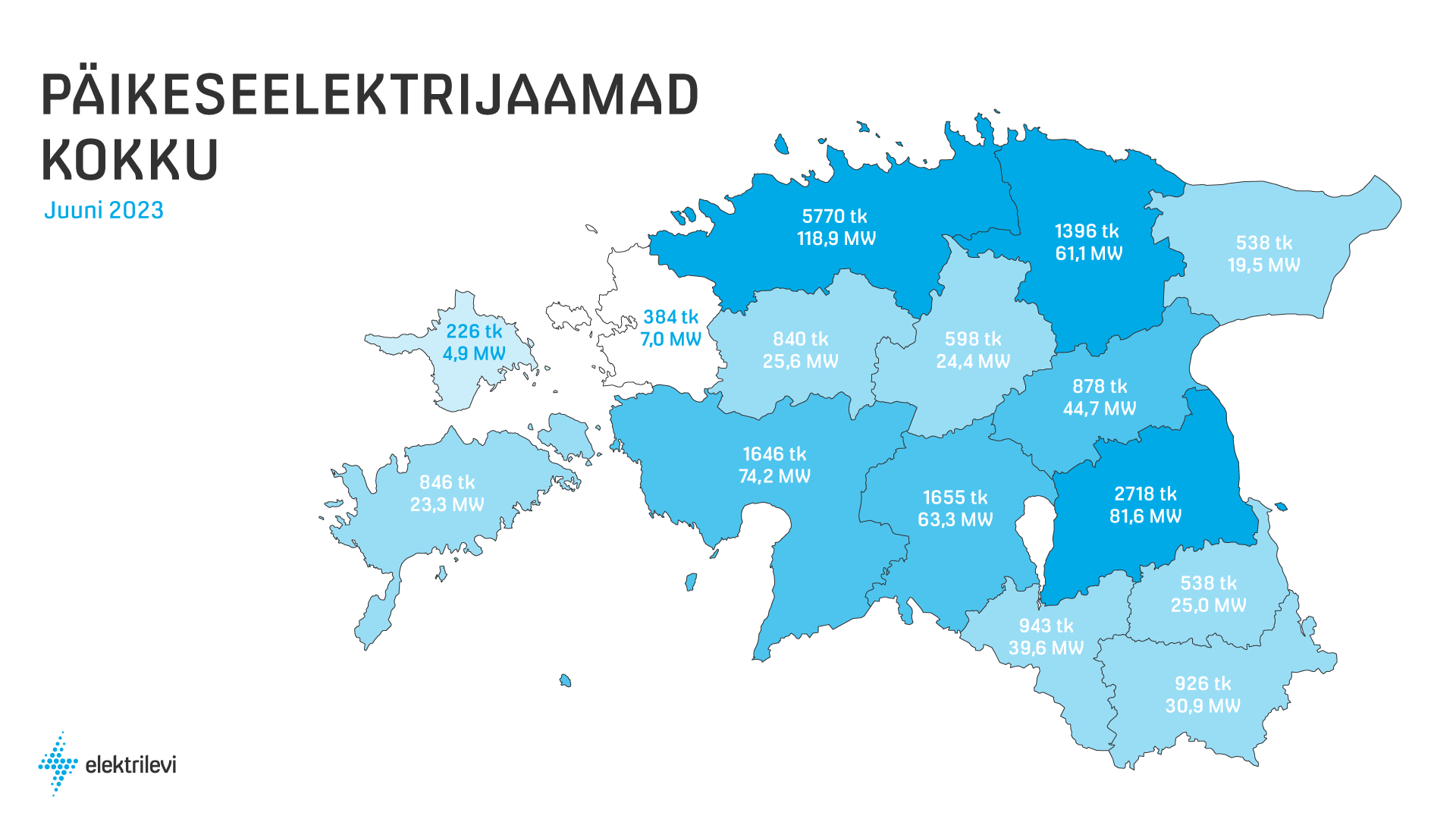 Kaart: Päikeseelektrijaamad juuni 2023 seisuga