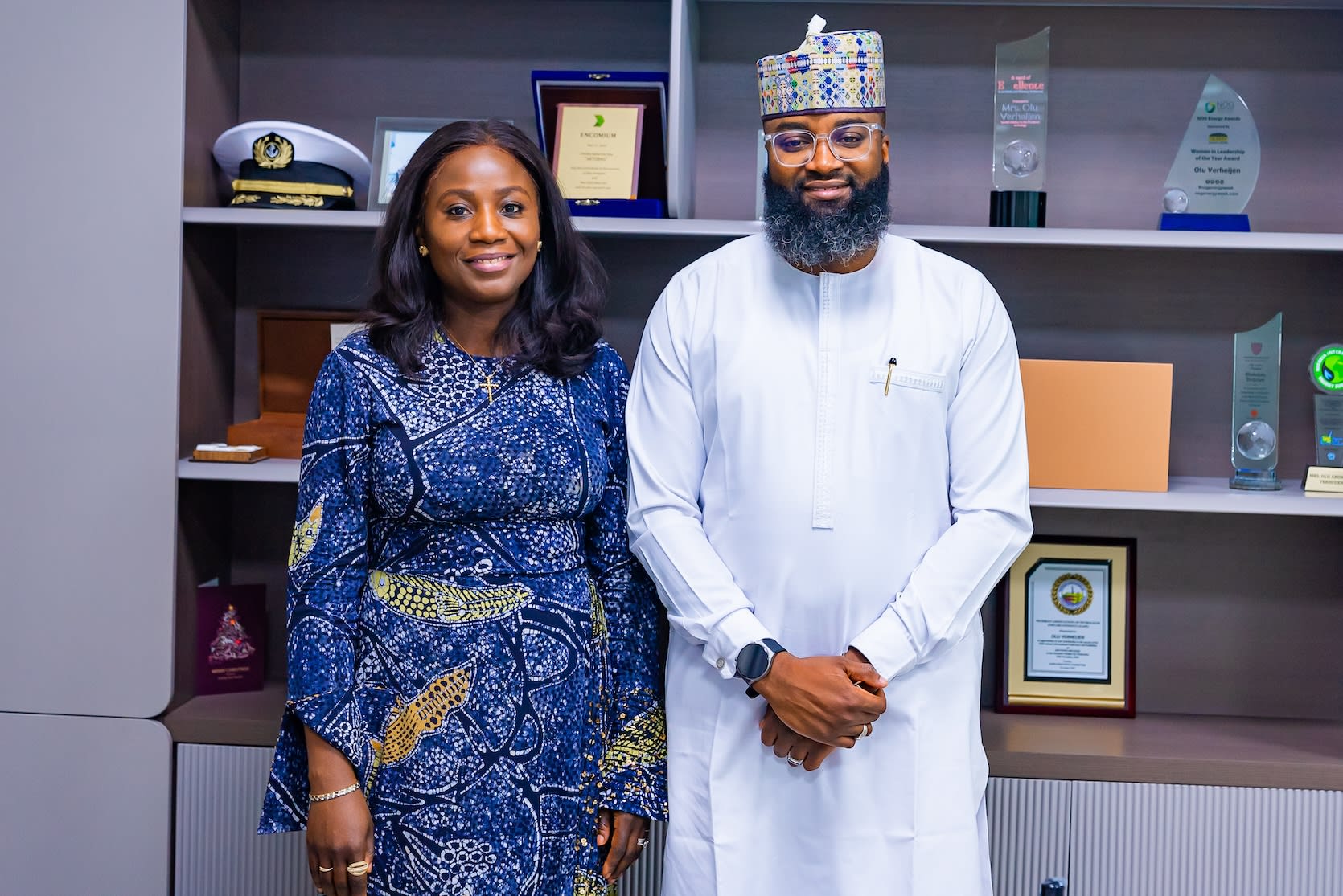 Special Adviser to the President on Energy, Mrs Olu Verheijen and EVP NASENI, Mr. Khalil Suleiman Halilu