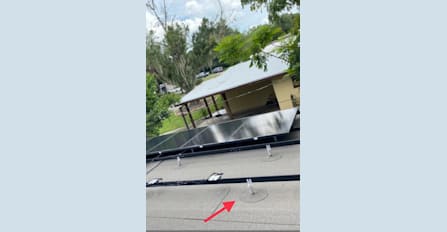 Again, the importance of a proper solar mount and roof flashing on this modified bitumen roof/solar project!