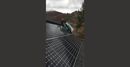 The Brightside Solar team installing panels in autumn