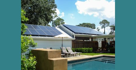Poolside with a rooftop solar PV system