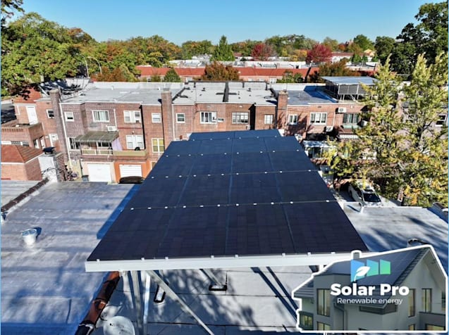 Rooftop solar installation on a Queens home
