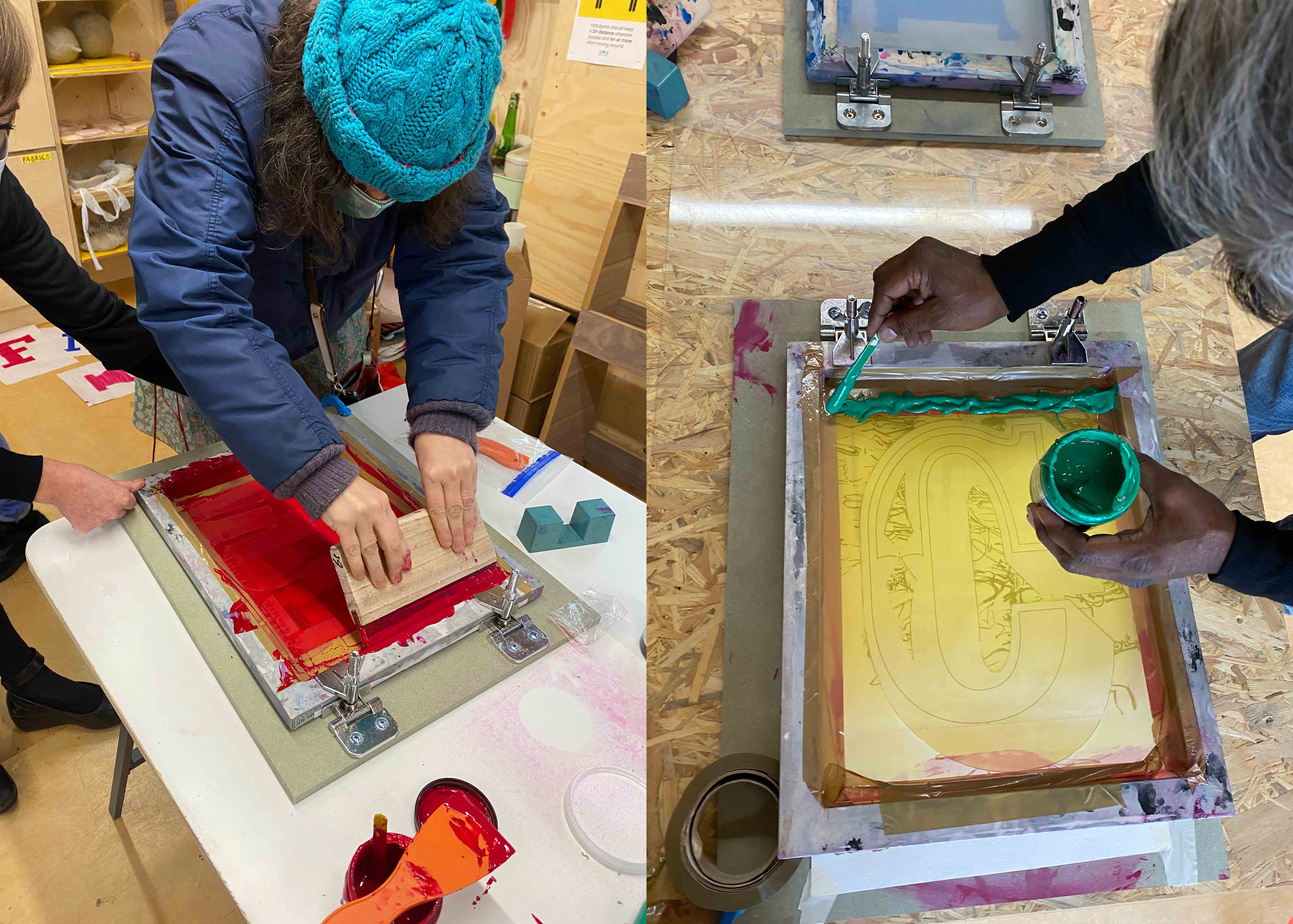 People screenprinting