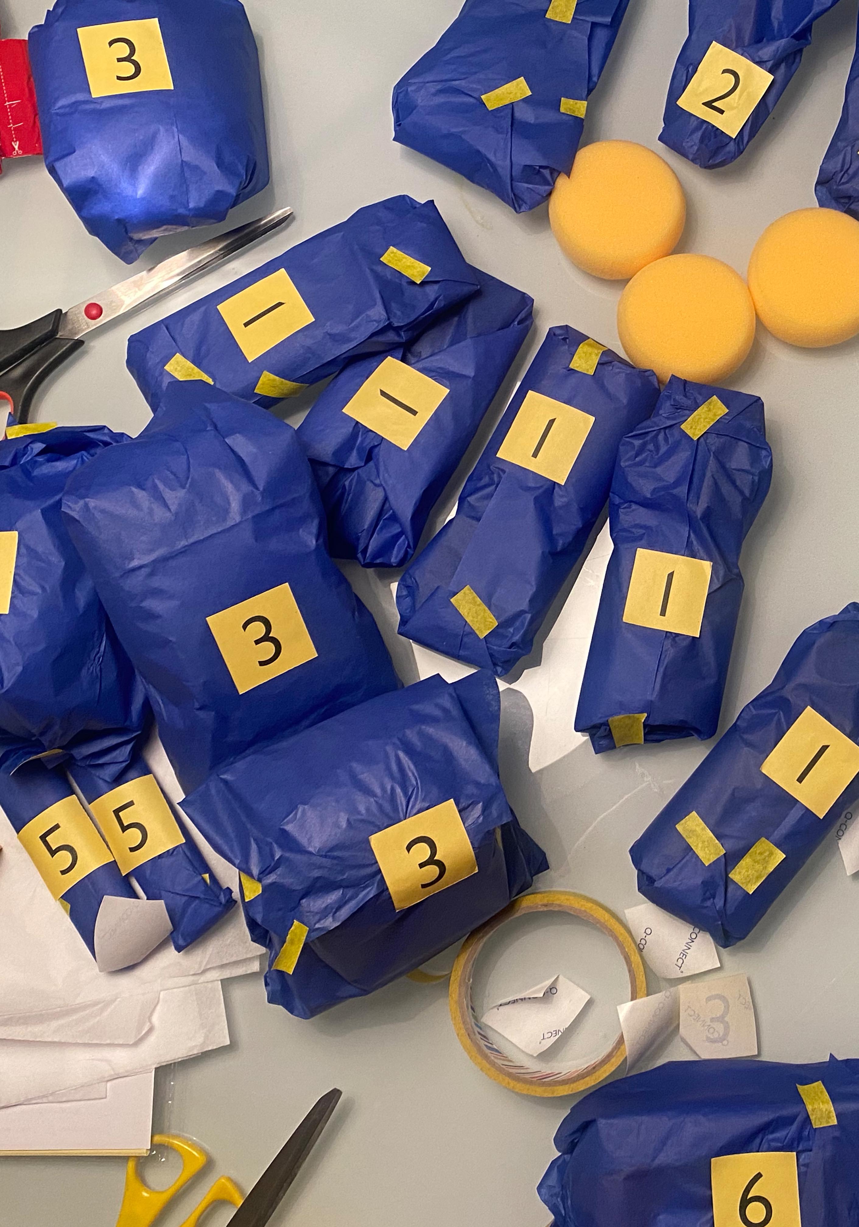 Wrapped and numbered parcels
