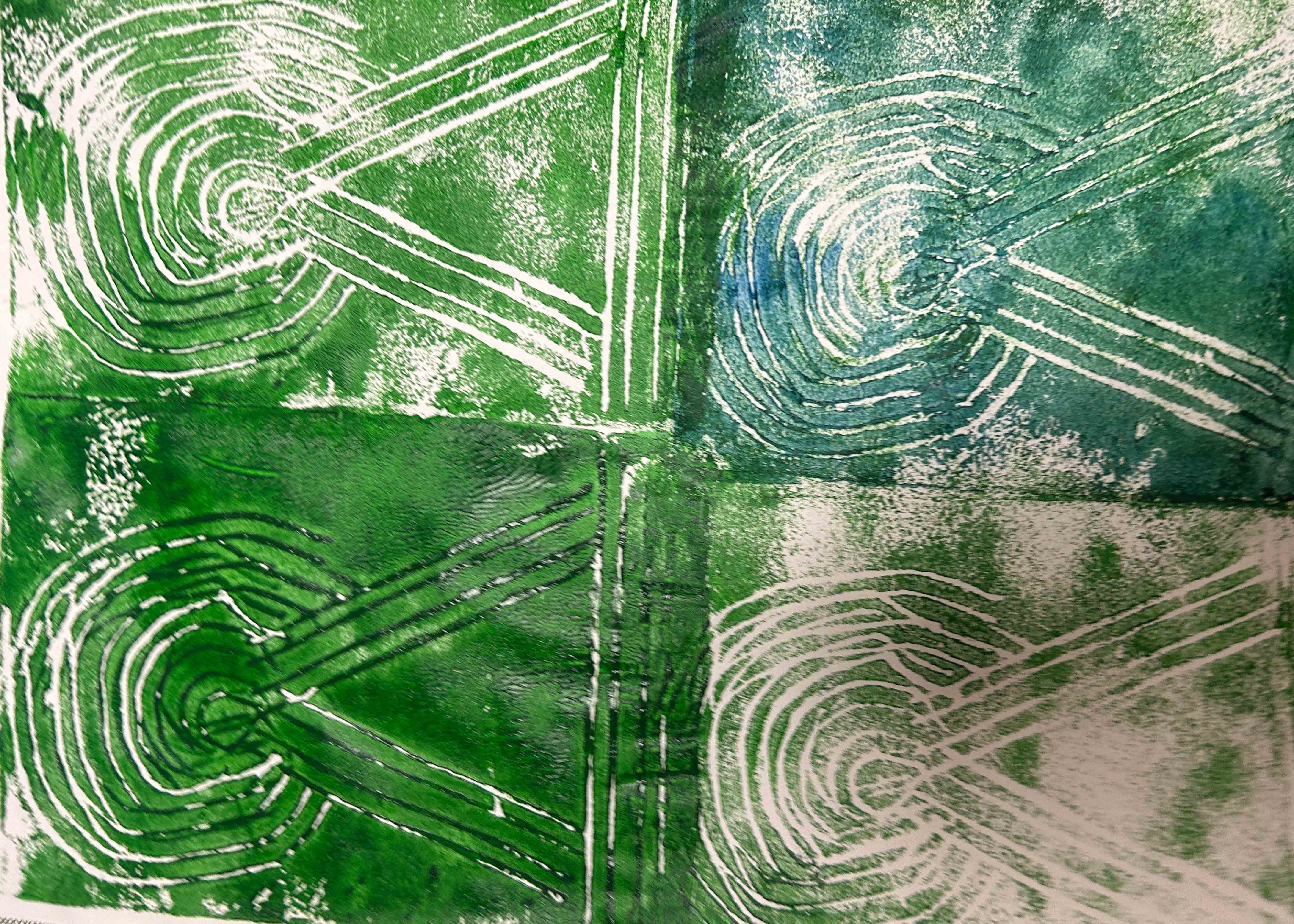 green print made from lines and circles