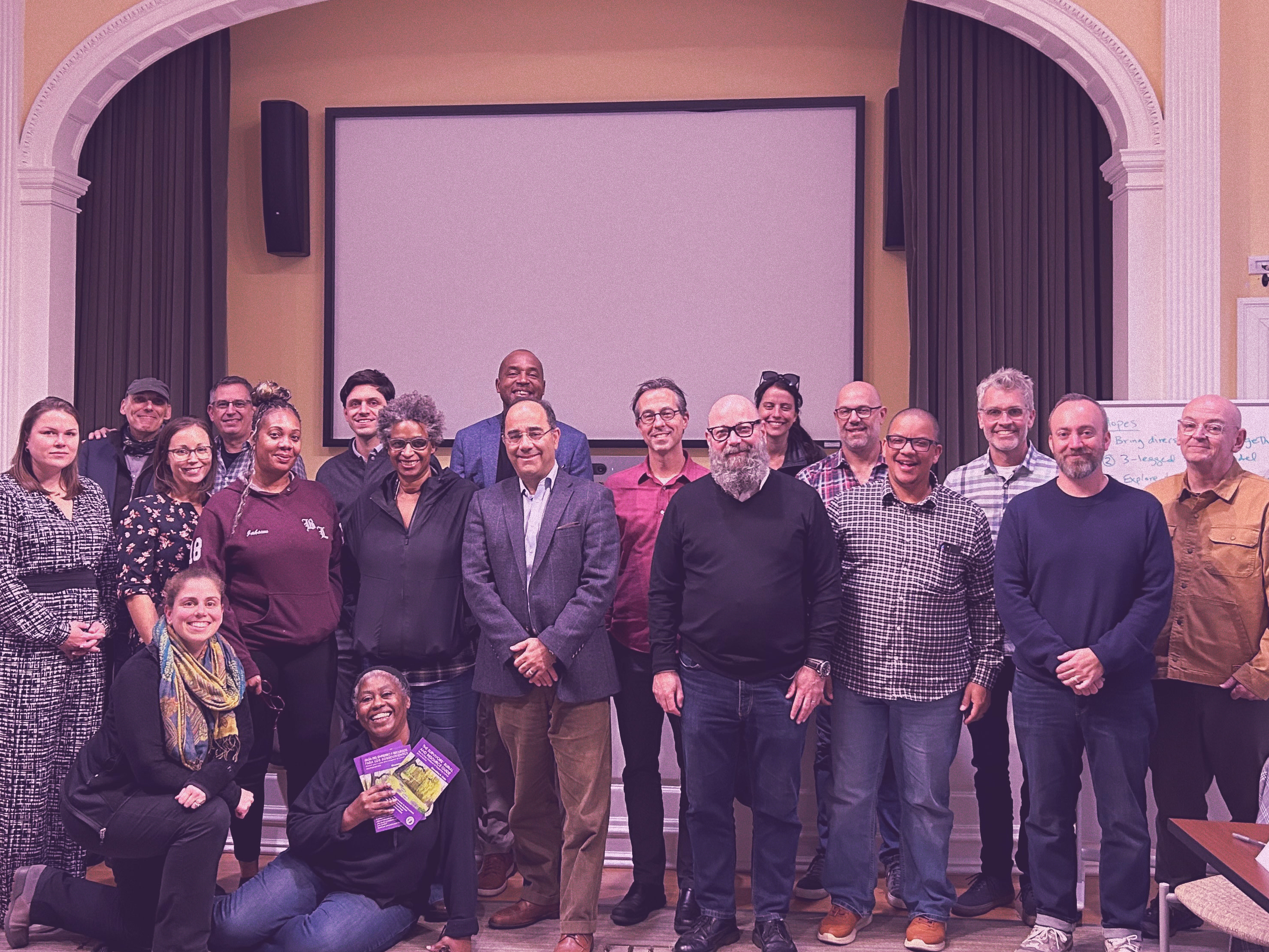 A posed photograph with the group of participants in the Radcliffe workshop