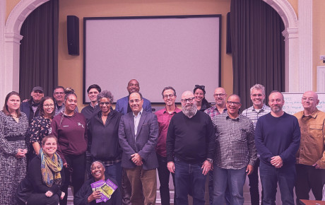 A posed photograph with the group of participants in the Radcliffe workshop