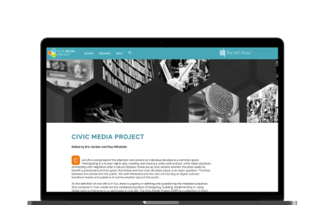 Laptop screen with Civic Media Project website 