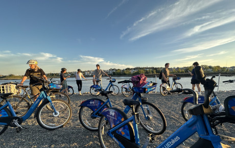 Studio participants on a bike tour along Chelsea's waterfront 