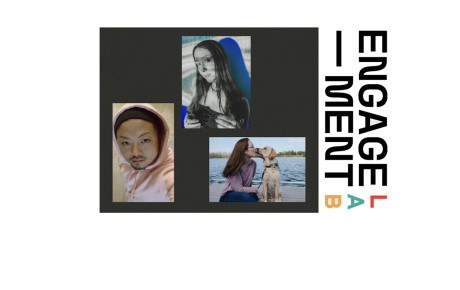 A photo collage of Marly Kaufman, John Yang, Destiny Murray, and the Engagement Lab logo.
