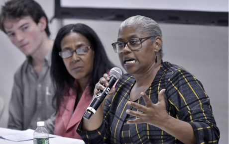 Chaplain Clementina Chery speaking at the panel discussion