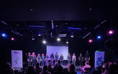 Students in Spring 2022 Social Impact Studio in theatre