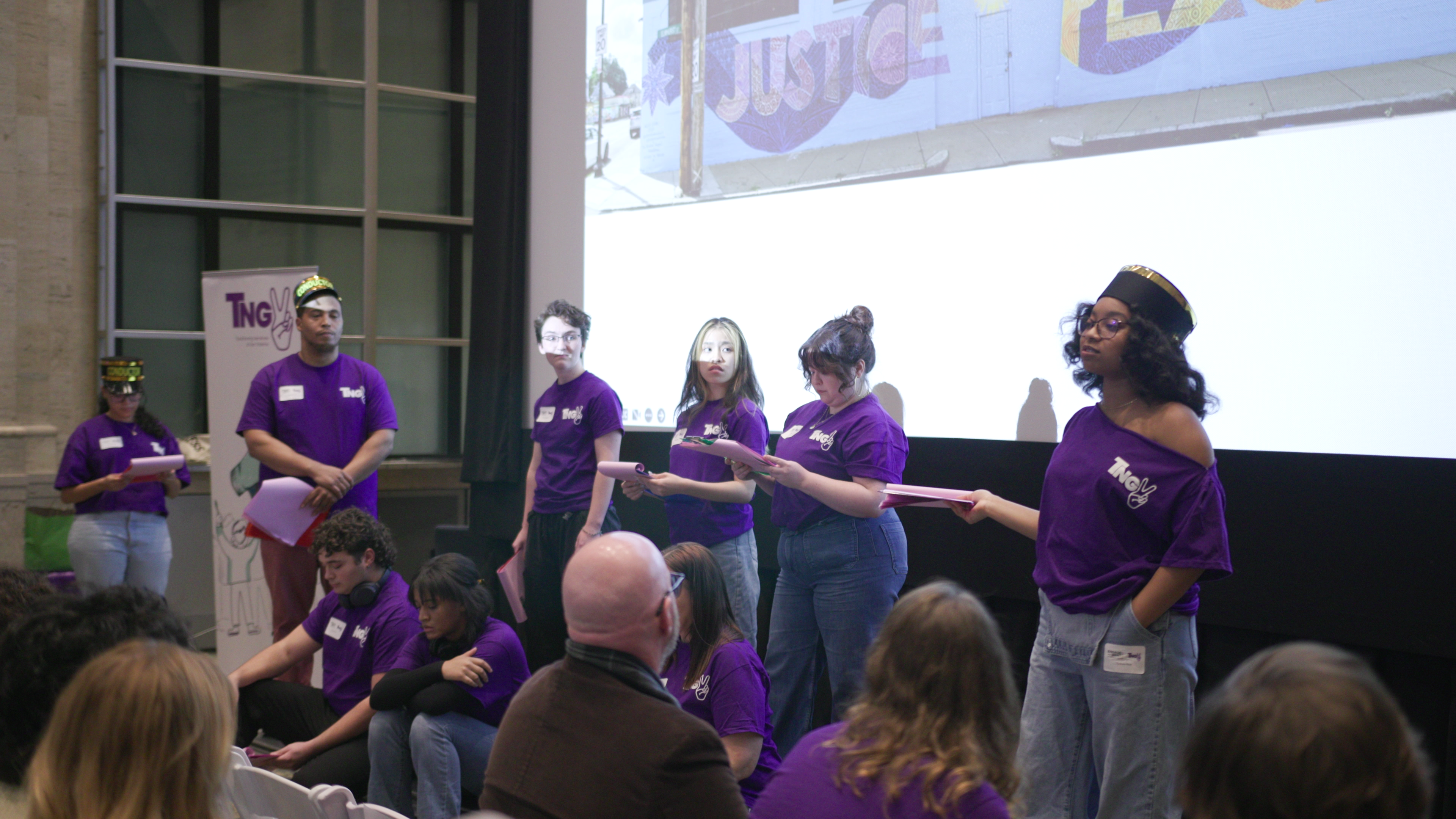 Studio participants performing at Peace in Process