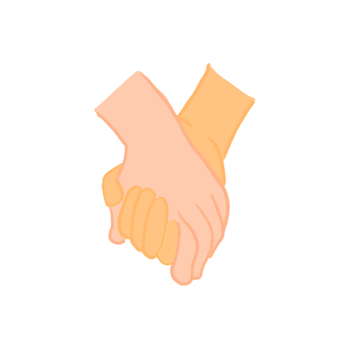 A drawing of two hands clasped together.