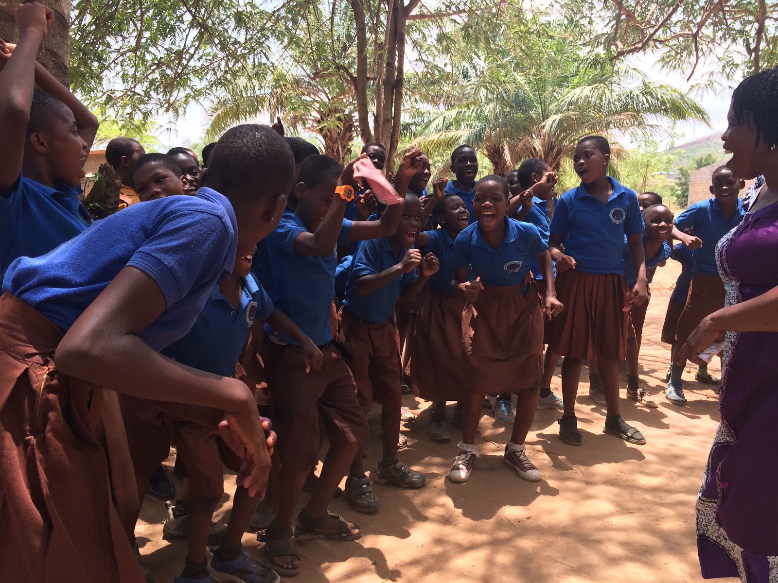 Children participate in Handwashing with Ananse games during a training with facilitators in March 2016.