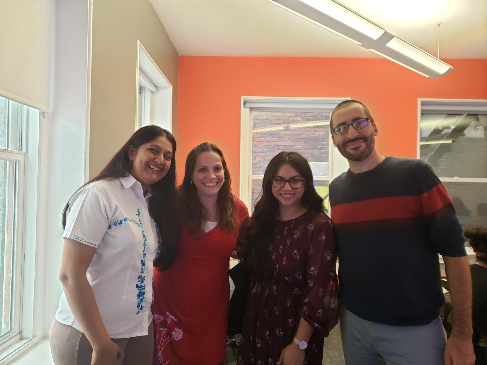 Dr. Ramasubramanian with Erica Scharrer, Professor of Communication at the University of Massachusetts, Azeta Hatef, Assistant Professor of Journalism, Emerson College, and Paul Mihailidis, Program Director of the Media Design Program