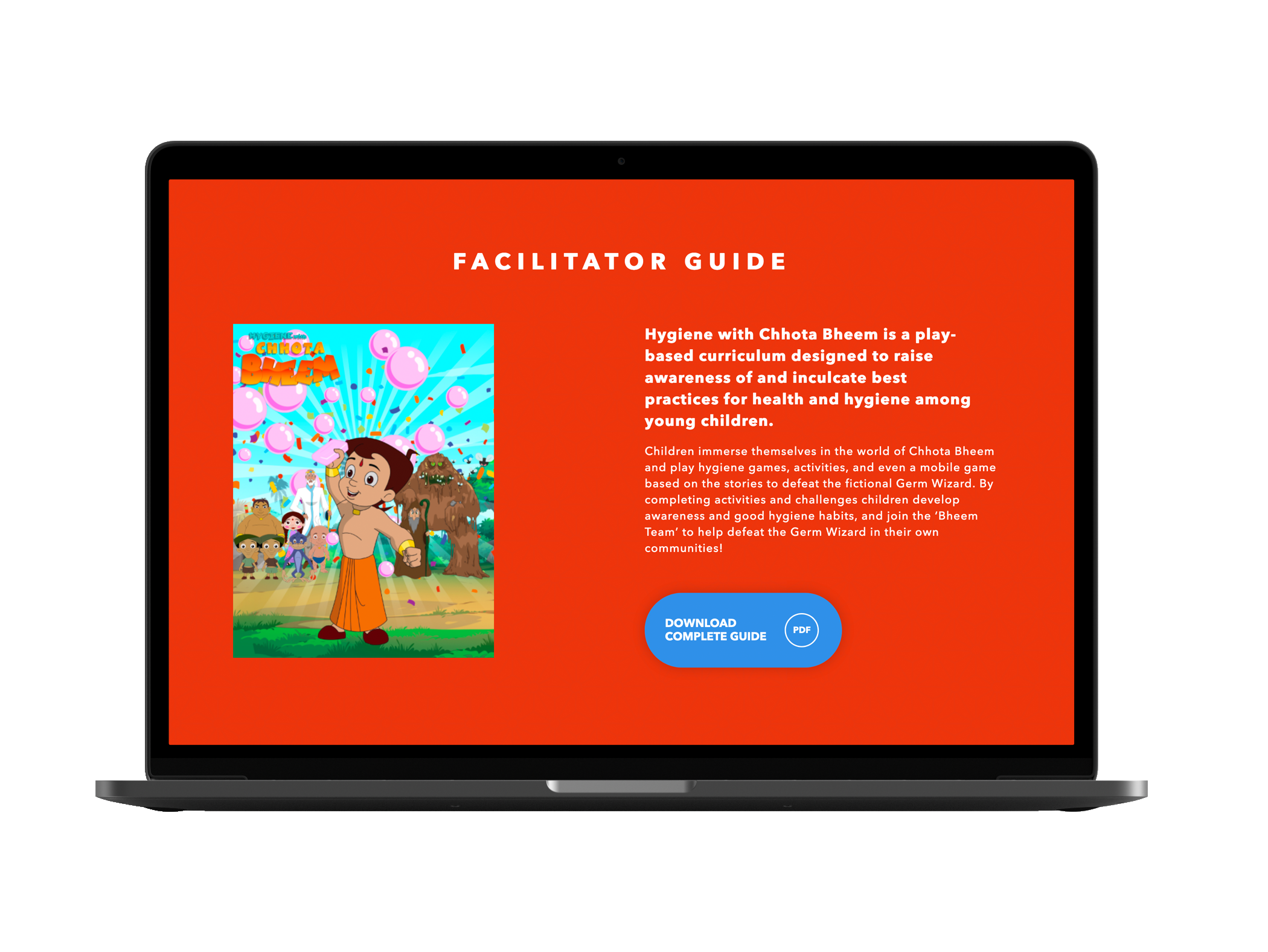 The splash page for the brand new Hygiene with Chhota Bheem website, available to access now.