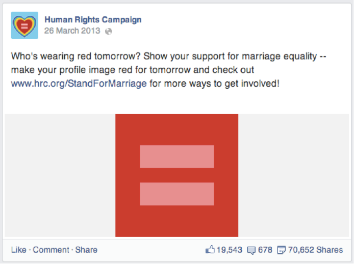 Figure 1 — Screen capture from the public HRC Facebook page, taken July 1, 2014