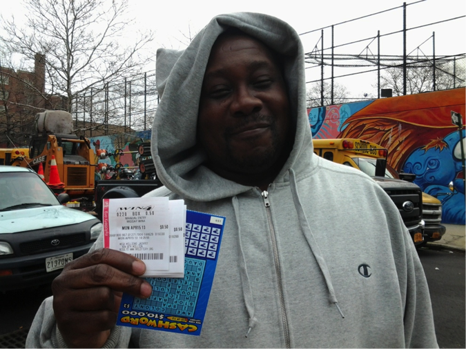 Fig. 2. This man said he spends $50 on the lottery every week, because he cannot find a job and wants to provide for his family.