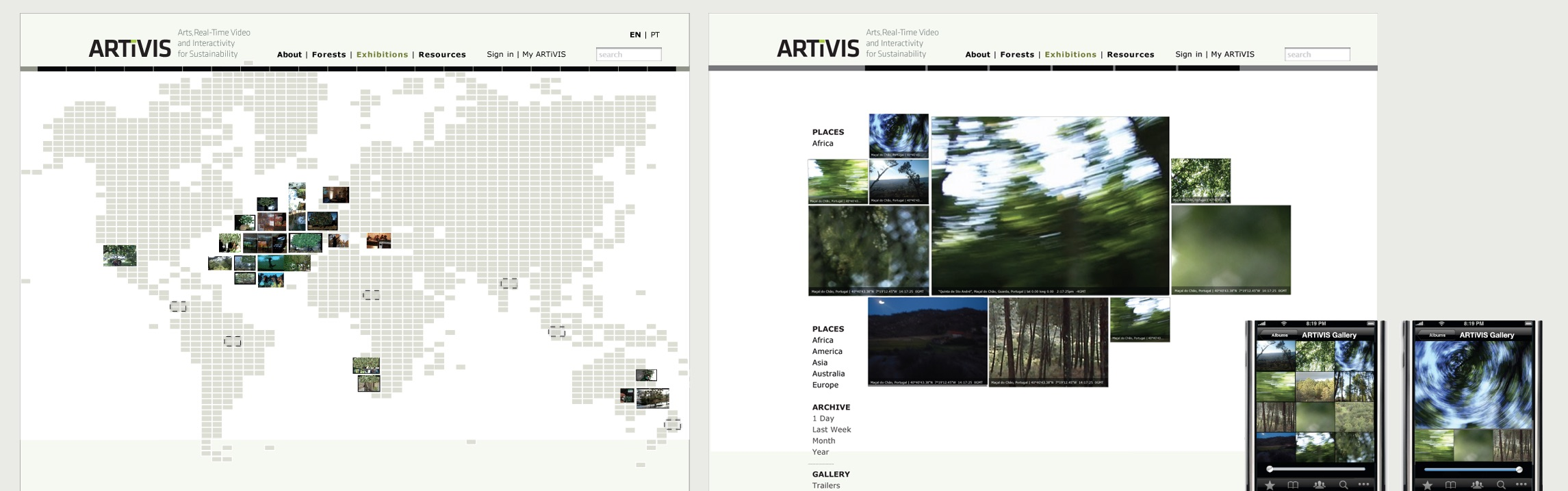 ARTiVIS online platform prototype: web and mobile interface design