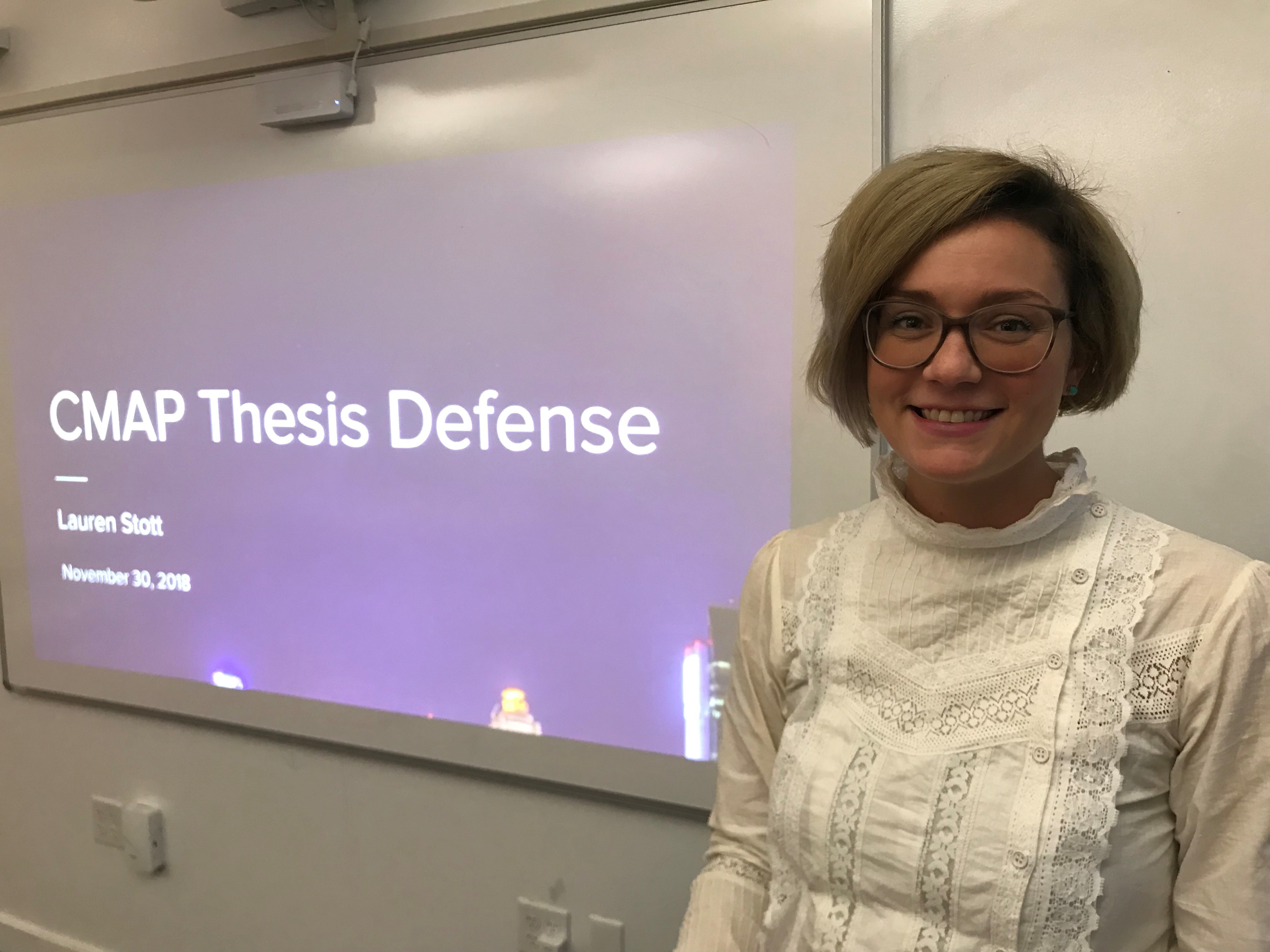 Stott presents her final Thesis project to the CMAP Leadership Team.