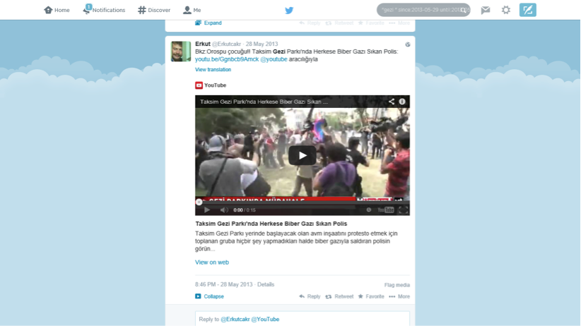 Tweet with video of police gassing the protestors on the day of the sit-in